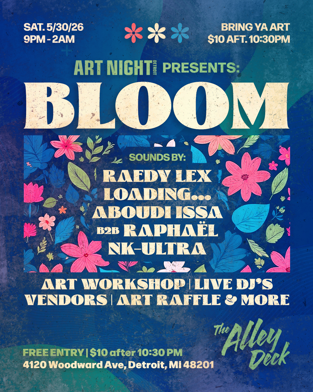 More Info for Art Night Detroit presents: BLOOM on the Alley Deck